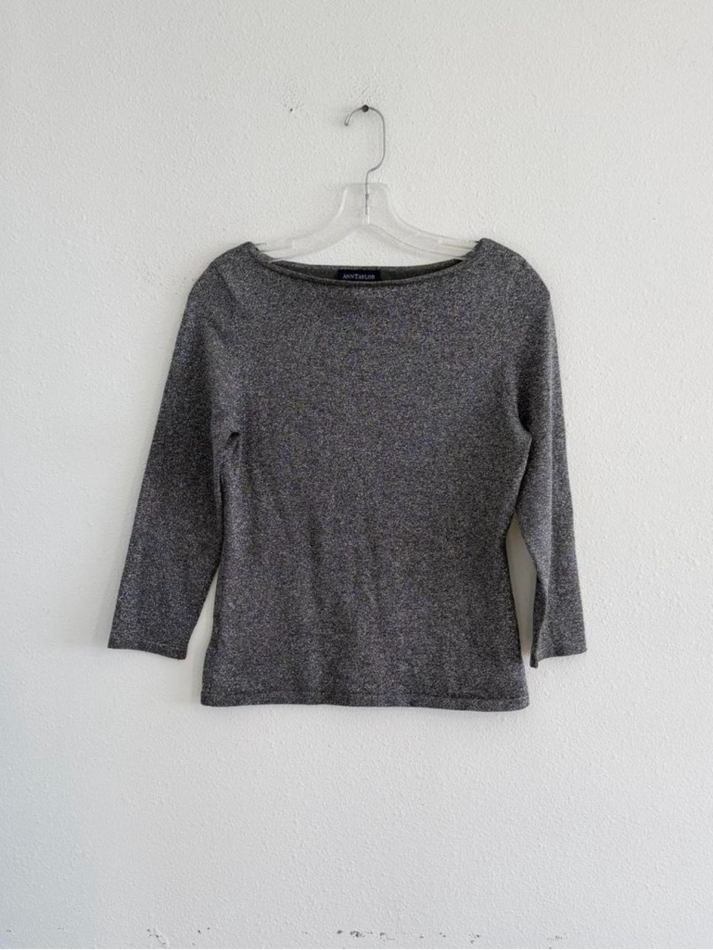 Ann Taylor Silver Gray Boatneck Top